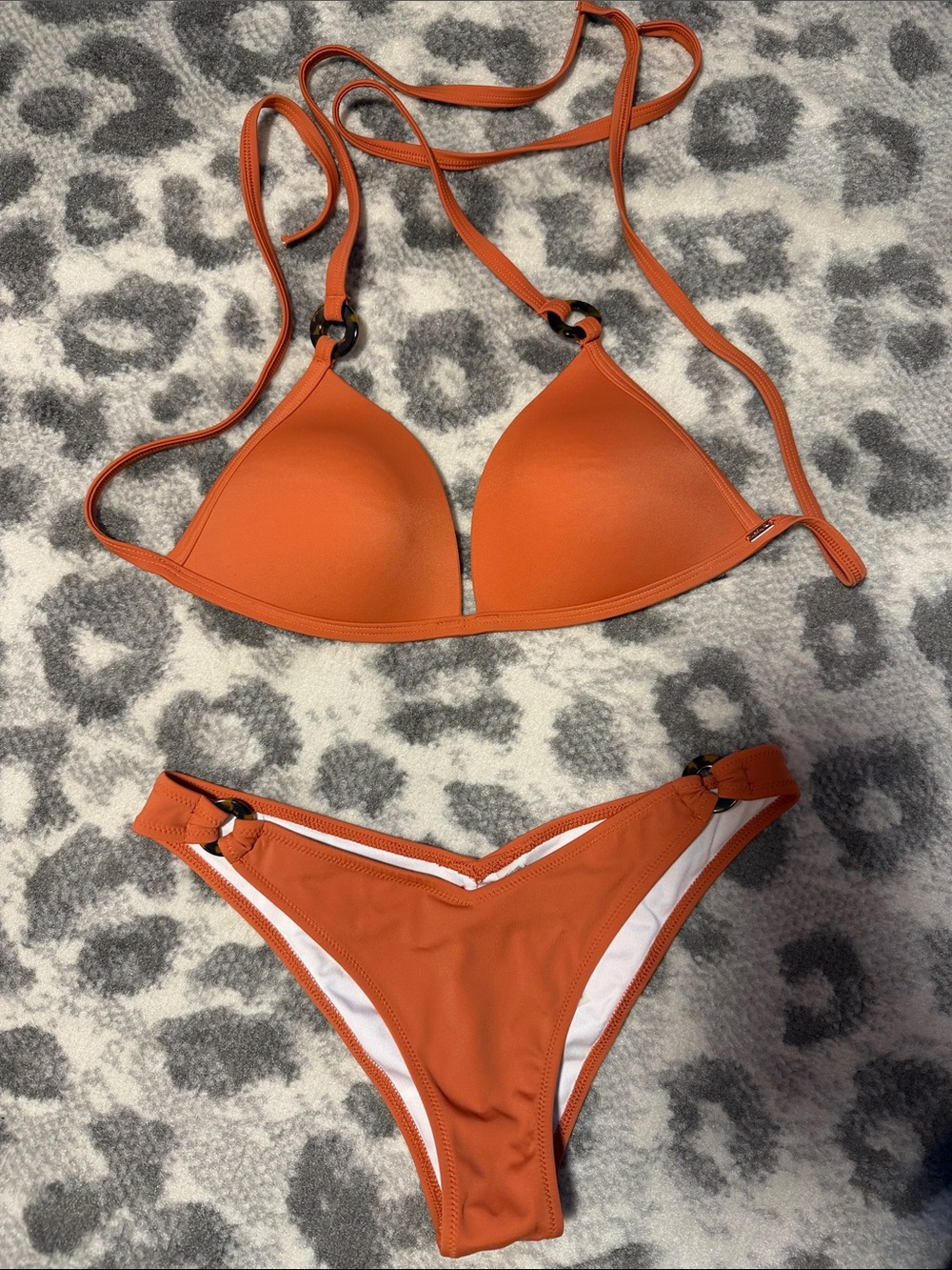 PINK Victoria's Secret Burnt Orange Triangle Bikini Set